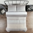 thumbnail image 1 of Serta Simply Clean Conrad Light Grey Variegated Stripe Antimicrobial Comforter Set, King (3-Piece), 1 of 3