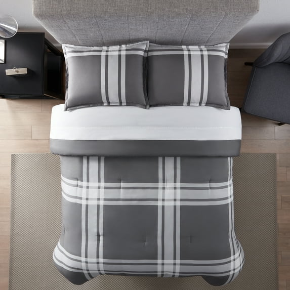 Serta Simply Clean Jax Plaid 3-Piece Comforter Set, King