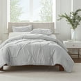 thumbnail image 1 of Serta Simply Clean Pleated 3-Piece Solid Duvet Set, Gray, Full/Queen, 1 of 10