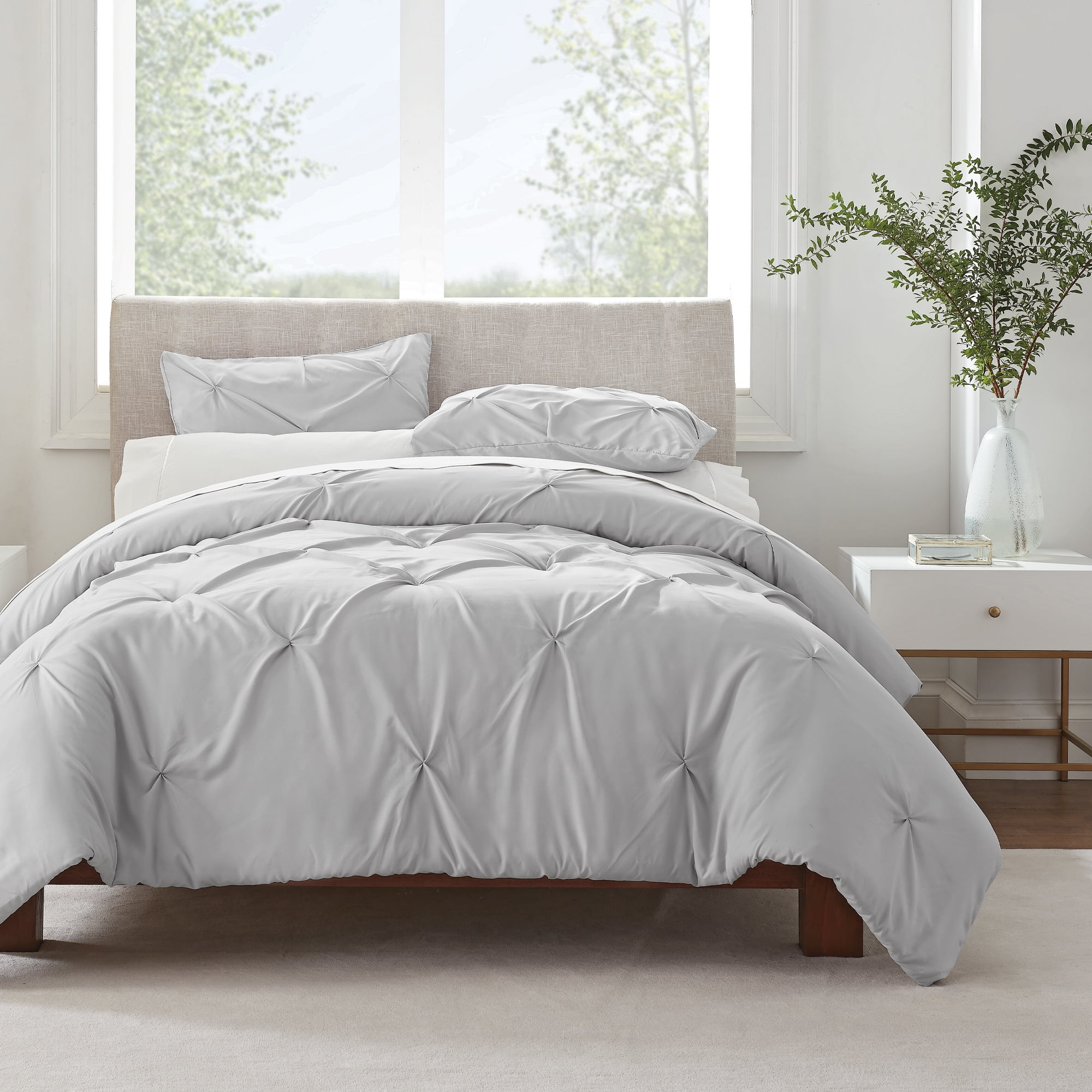 Serta Comforter Size King, Simply Clean Pleated Solid Duvet Cover Set