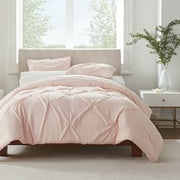 Serta Simply Clean Pleated 3-Piece Solid Duvet Set, Pink, Full/Queen