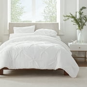Serta Simply Clean Pleated 3-Piece Solid Duvet Set, White, Twin/-Twin-XL (Comforter insert sold separately)