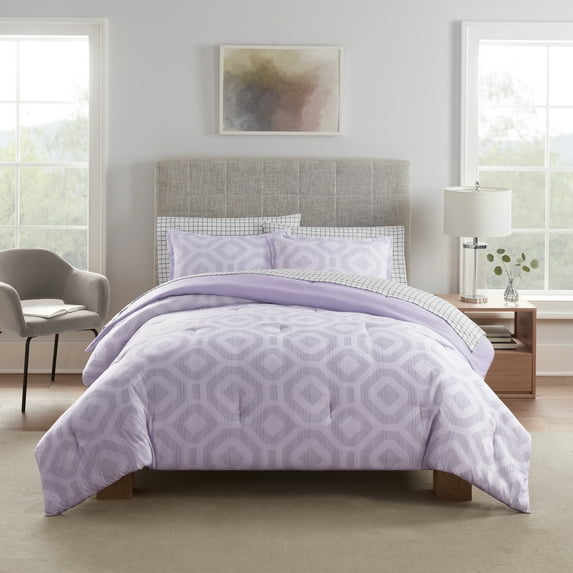 Serta Simply Clean Skyler Textured Geometric 3-Piece Comforter Set, King