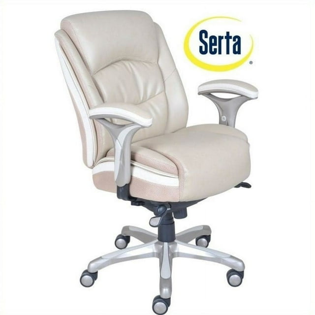 Serta Smart Layers Ergonomic Leather Manager Office Chair in Beige