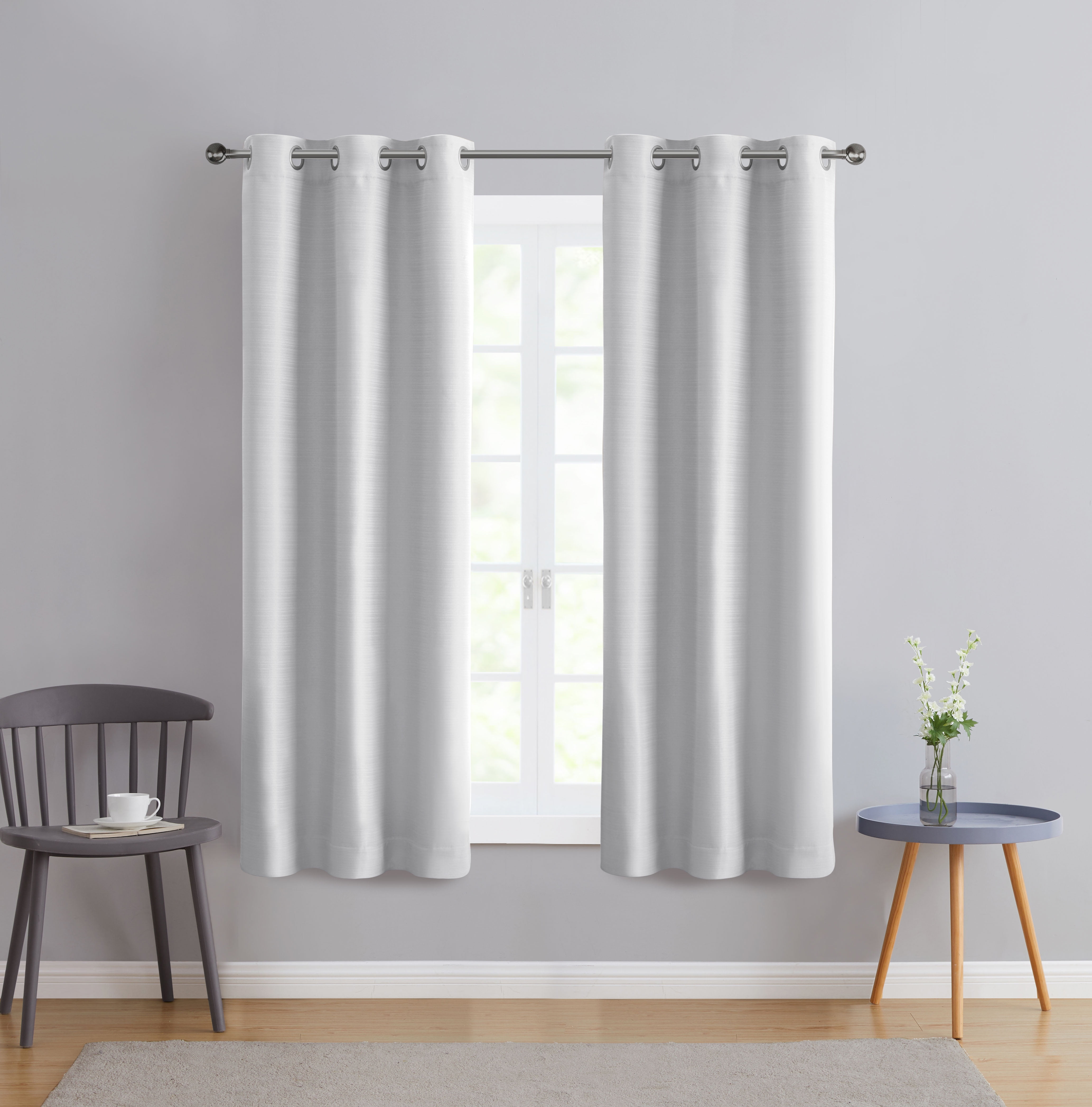 Serta So Dark 100% Blackout Grommet Top Curtain Panels, Set of 2, White, 37x63