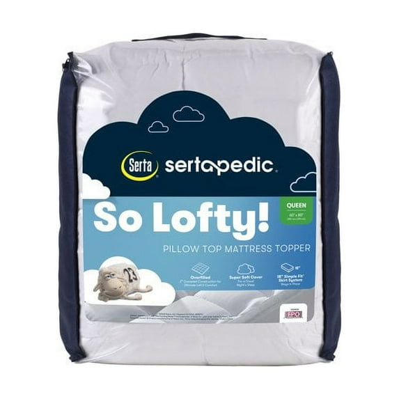 Serta So Lofty Pillow Top Mattress Topper, Queen (2-inch Gusset)