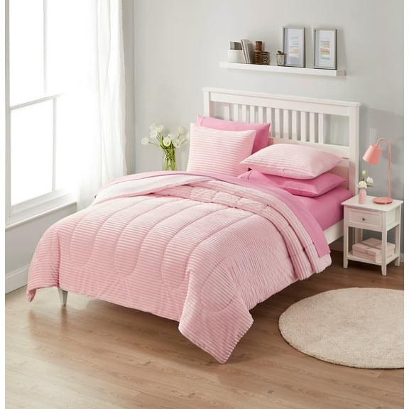 Serta So Snuggly Kids Plush Pink 7-Piece Bed in a Bag, Queen