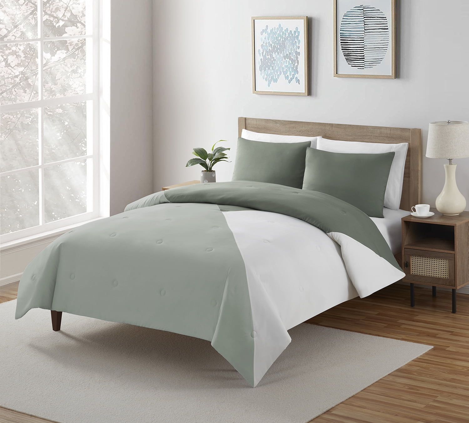 Serta So Soft 2-Piece Sage Comforter Set, Twin, Solid