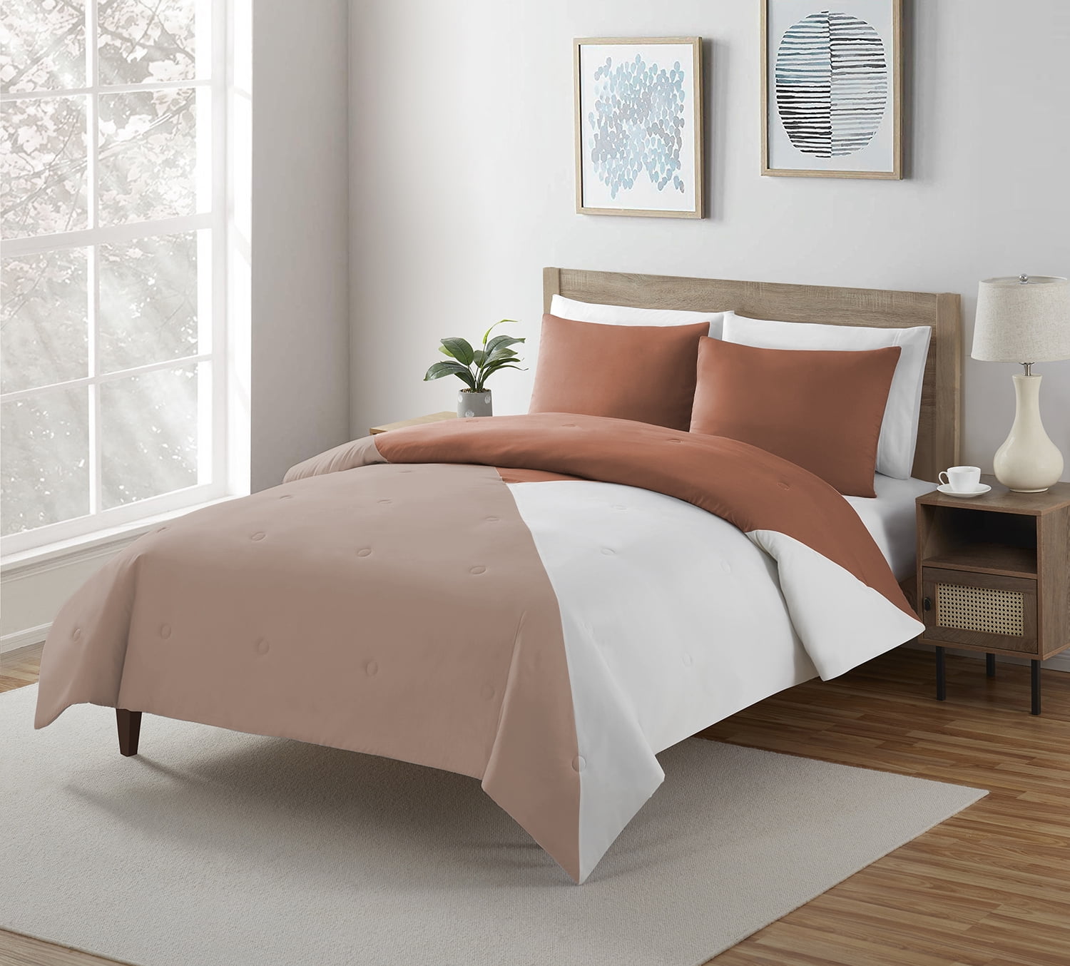 Serta So Soft 2-Piece Terracotta Reversible Comforter Set, Twin