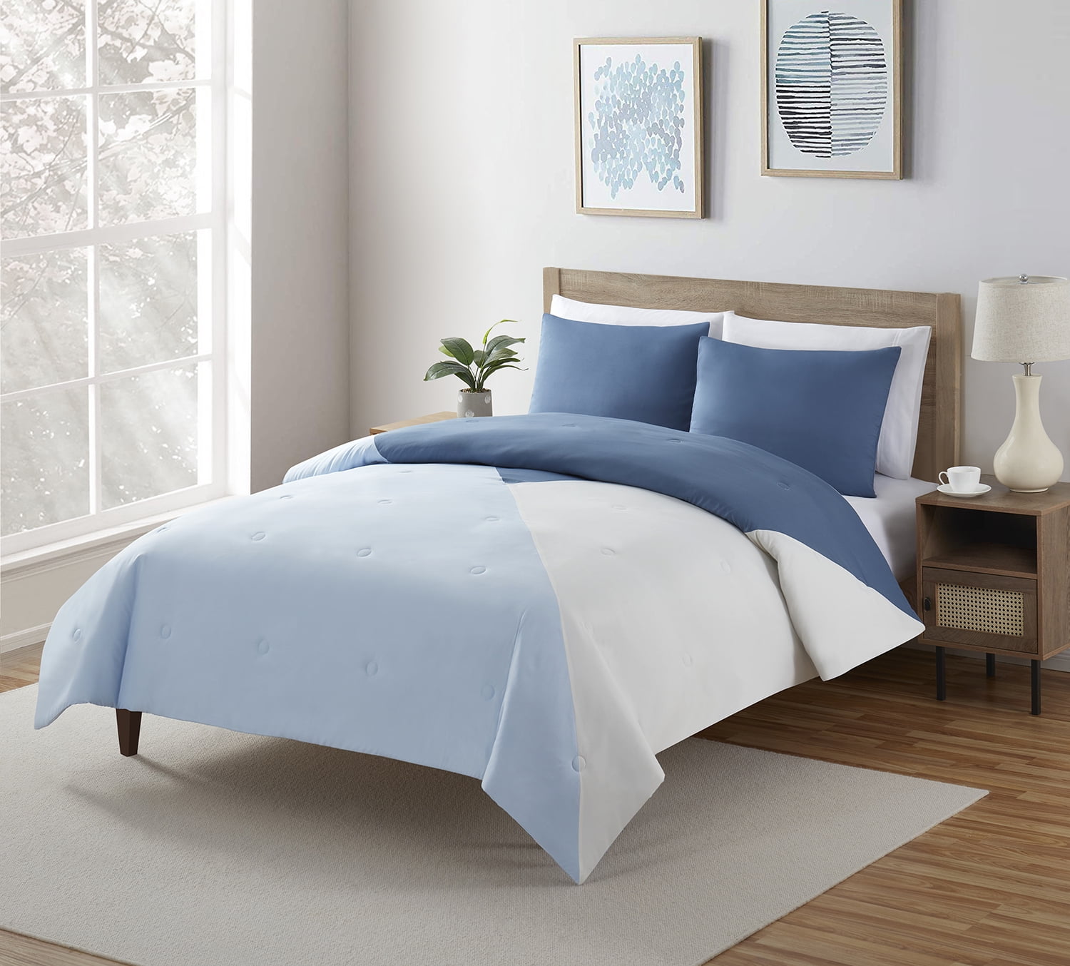 Serta So Soft 3-Piece Blue Reversible Comforter Set, King