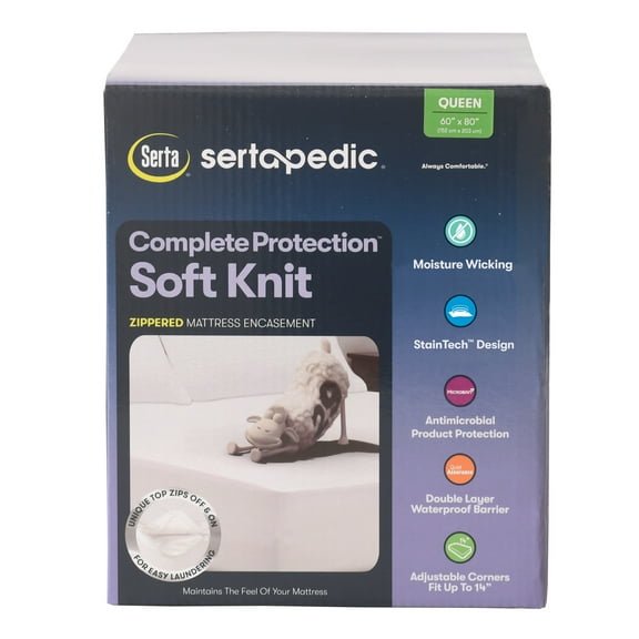 Serta Soft Knit Waterproof Zippered Mattress Protector, Queen