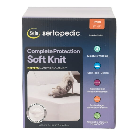 Serta Soft Knit Waterproof Zippered Mattress Protector, Twin