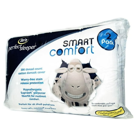 Serta Standard Queen Bed Pillows - Soft Comfort, Eco-Friendly (2 Count)