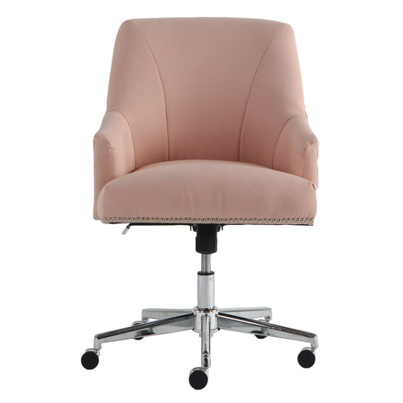 Serta Style Leighton Home office Chair, Blush Twill Fabric Memory Foam and Height-Adjustable, Pink