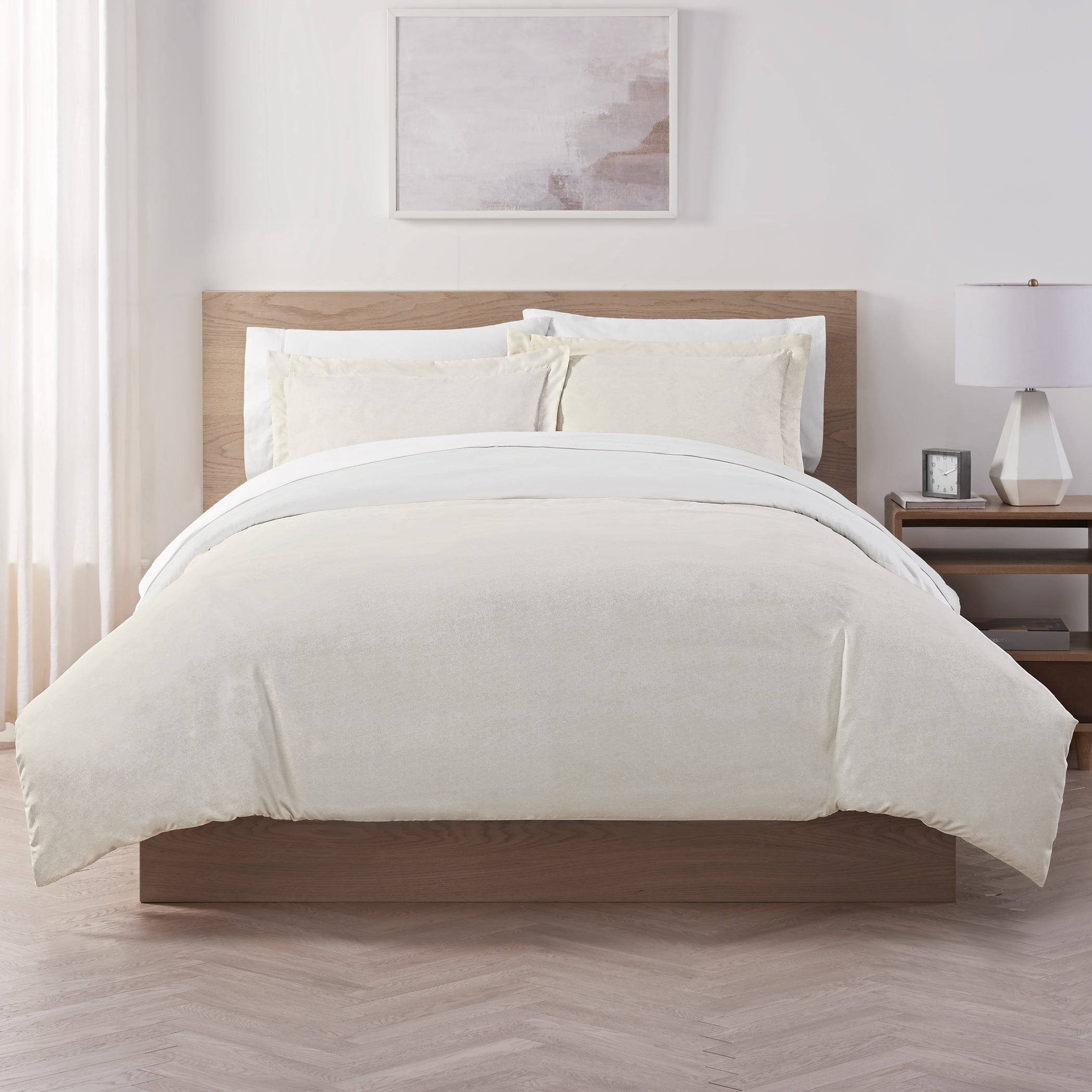 Serta Supersoft Cooling Bed Set, 3 Piece Reversible Duvet Set, Full/ Queen, Snow White