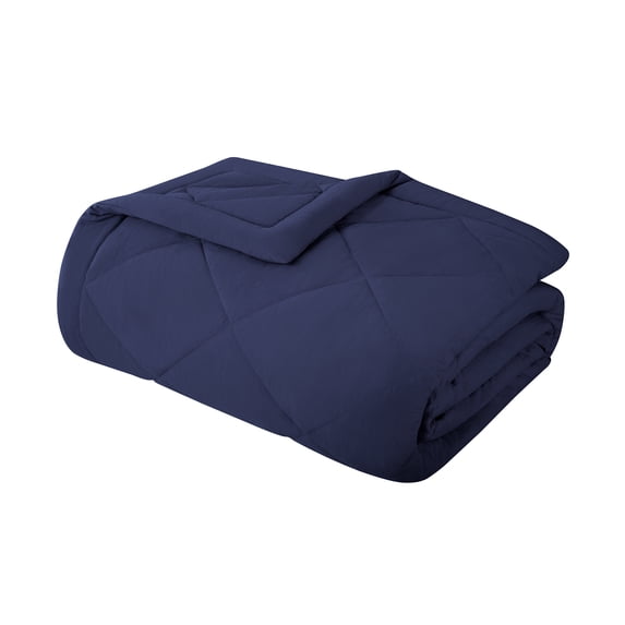 Serta Supersoft Cooling Lightweight Blanket, Microfiber Wrinkle Resistant Throw Blanket, Twin/ Twin XL, Peacoat Navy