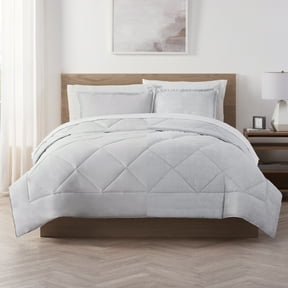 Serta Supersoft Light Gray Solid Reverse to Print Comforter Set, King (3-Piece)