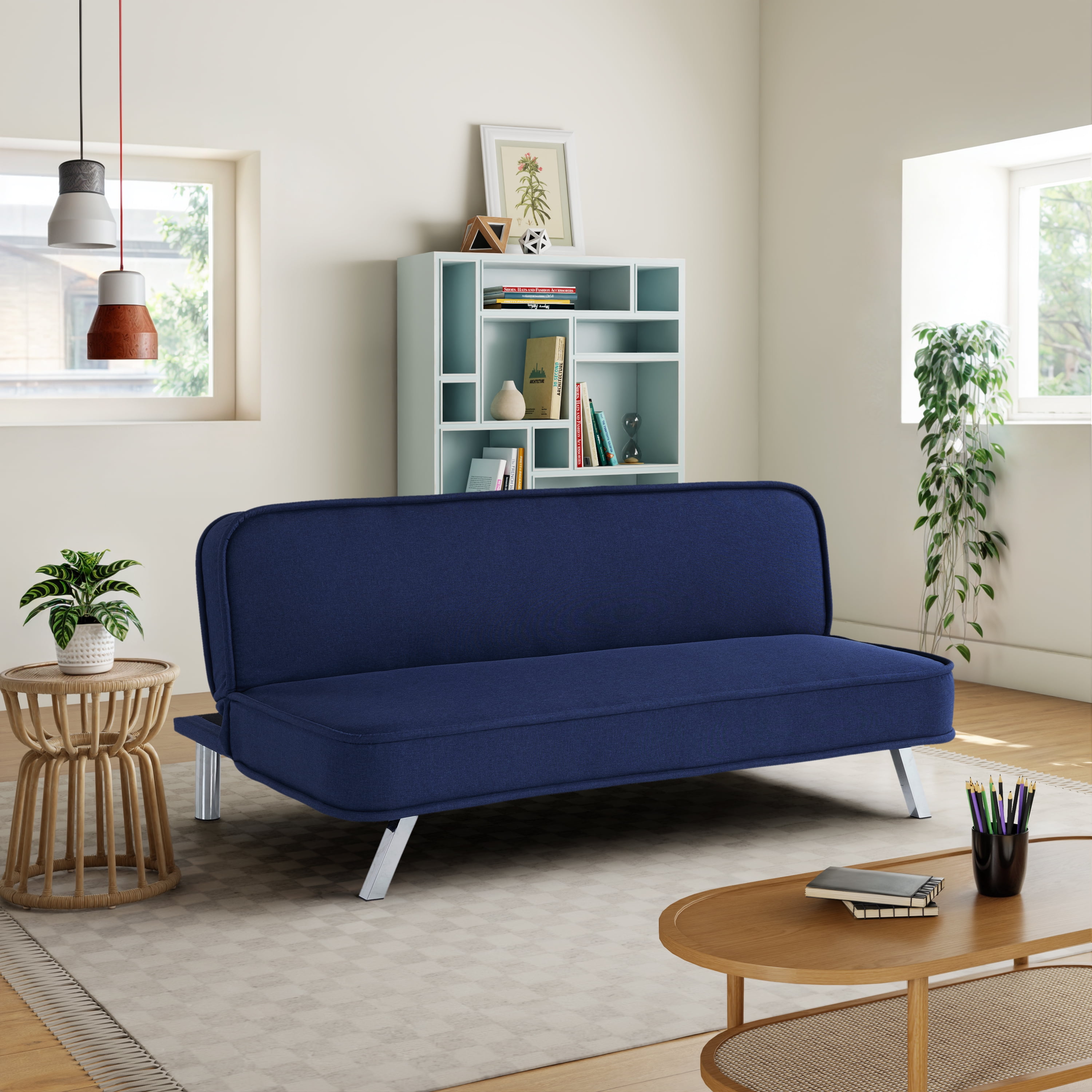 Serta Toronto Modern Convertible Sofa, Navy Woven Fabric