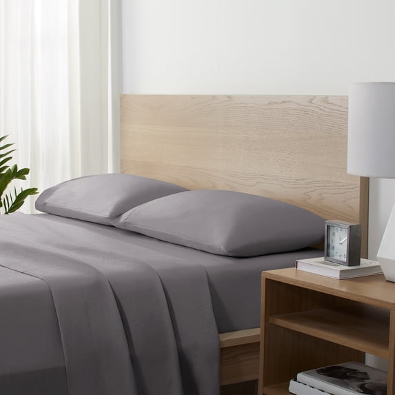 Serta Traditional 85 Thread Count Gray Polyester Sheet Sets, Twin-XL, (3 Pieces)