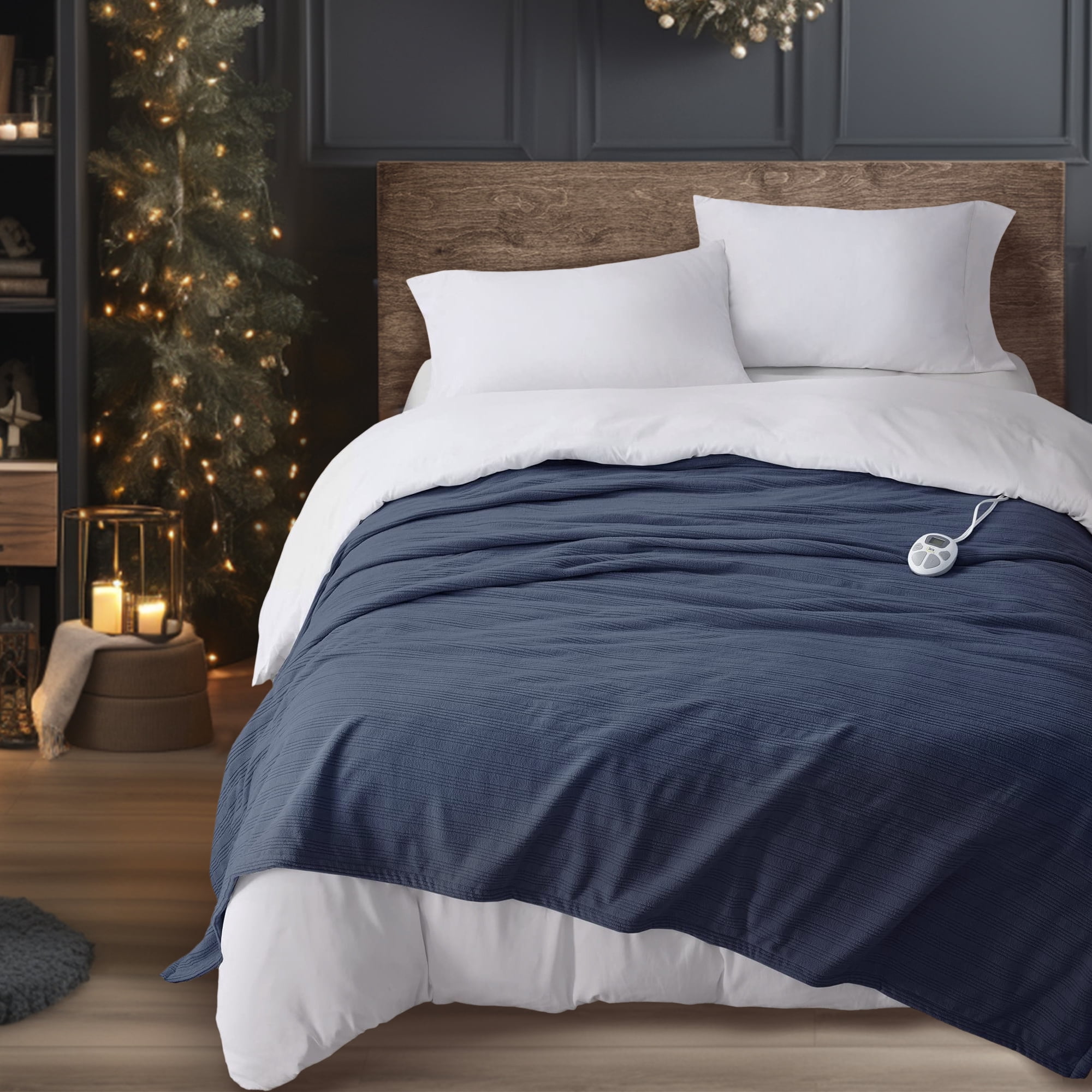 Serta Travis Queen Fleece Ultra Soft Electric Throw Heated Blanket for