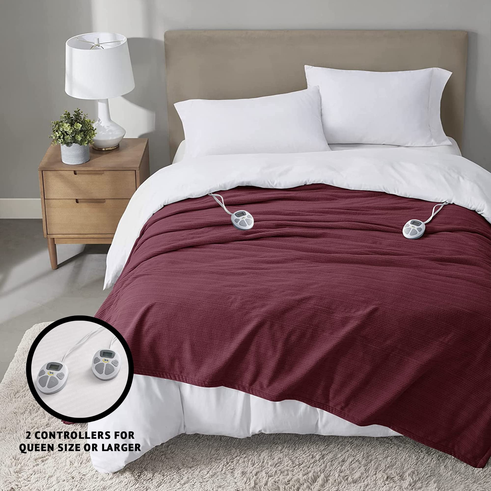Serta Travis Ultra Soft Fleece Queen Size Electric Blanket in Berry Red -  Walmart.com