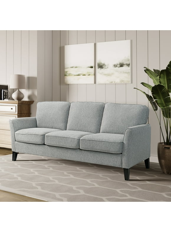 Serta Winston Transitional Stationary Sofa, Light Gray Fabric
