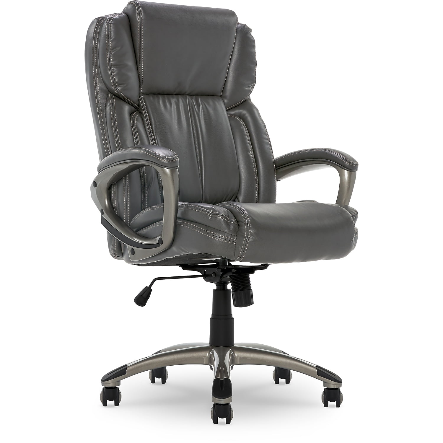 Serta Works Bonded Leather Executive Office Chair Harvard Gray