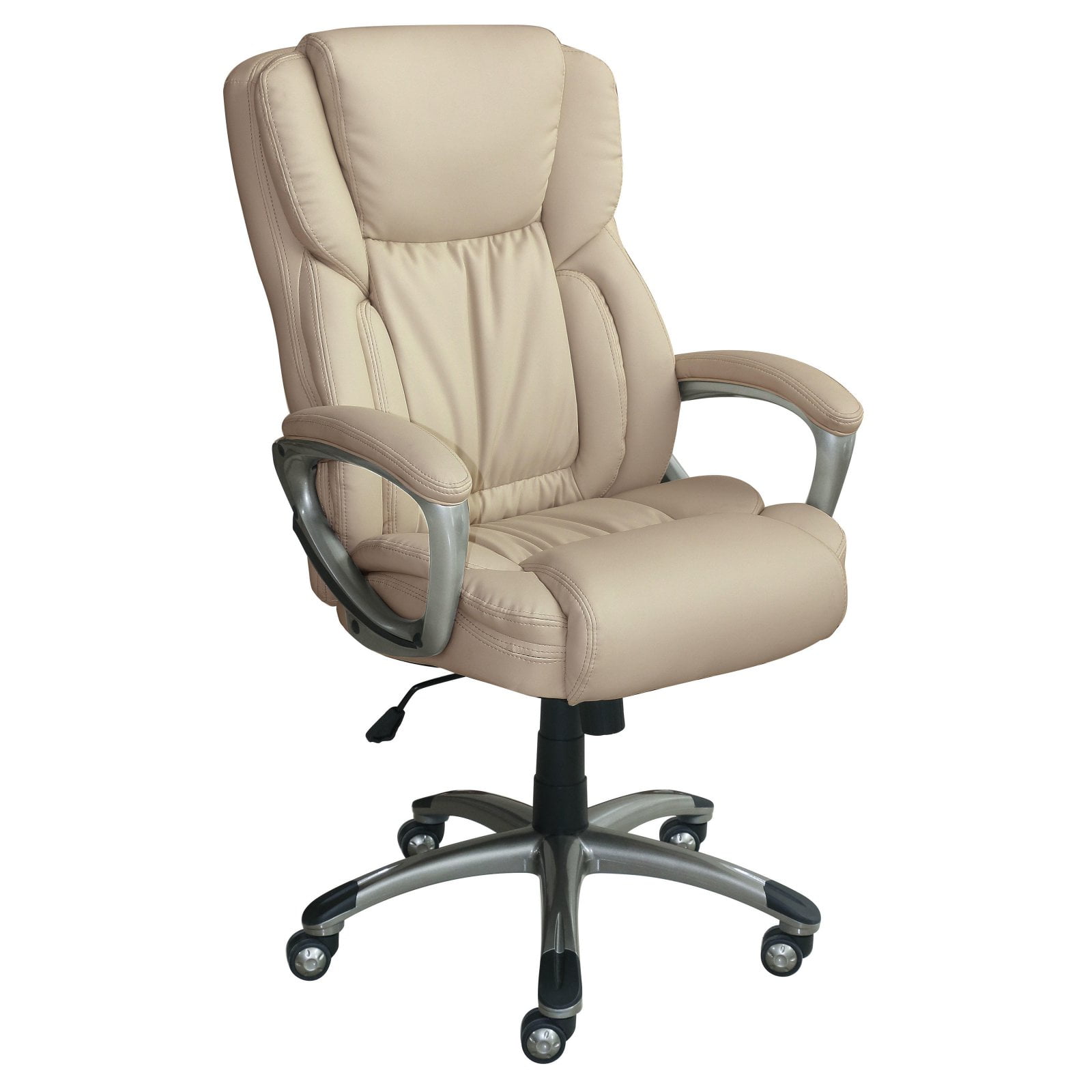 Beige Faux Leather High Back Executive Swivel Chair