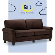 Serta Copenhagen 78" Rolled Arm Sofa, Loveseat or Couch for Small Spaces, Living Rooms or Bedrooms, Brown