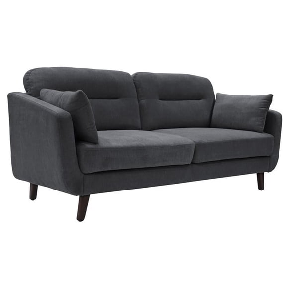 Serta Sierra Sofa in Slate Gray microfiber, 73 in wide mid-century modern couch with bolster pillows