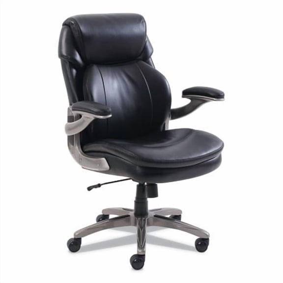 SertaPedic Cosset Mid-Back Executive Chair, Black Seat/Back, Slate Base | Bundle of 2 Each