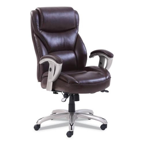 Serta Emerson Big and Tall Task Chair, Supports Up to 400 lb, 19.5" to 22.5" Seat Height, Brown Seat/Back, Silver Base