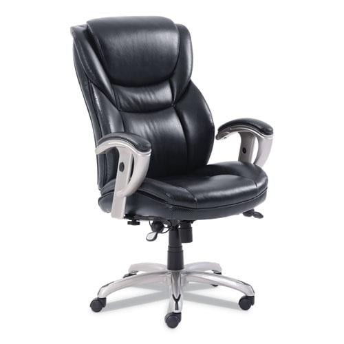 Serta Emerson Executive Task Chair, Supports Up to 300 lb, 19" to 22" Seat Height, Black Seat/Back, Silver Base
