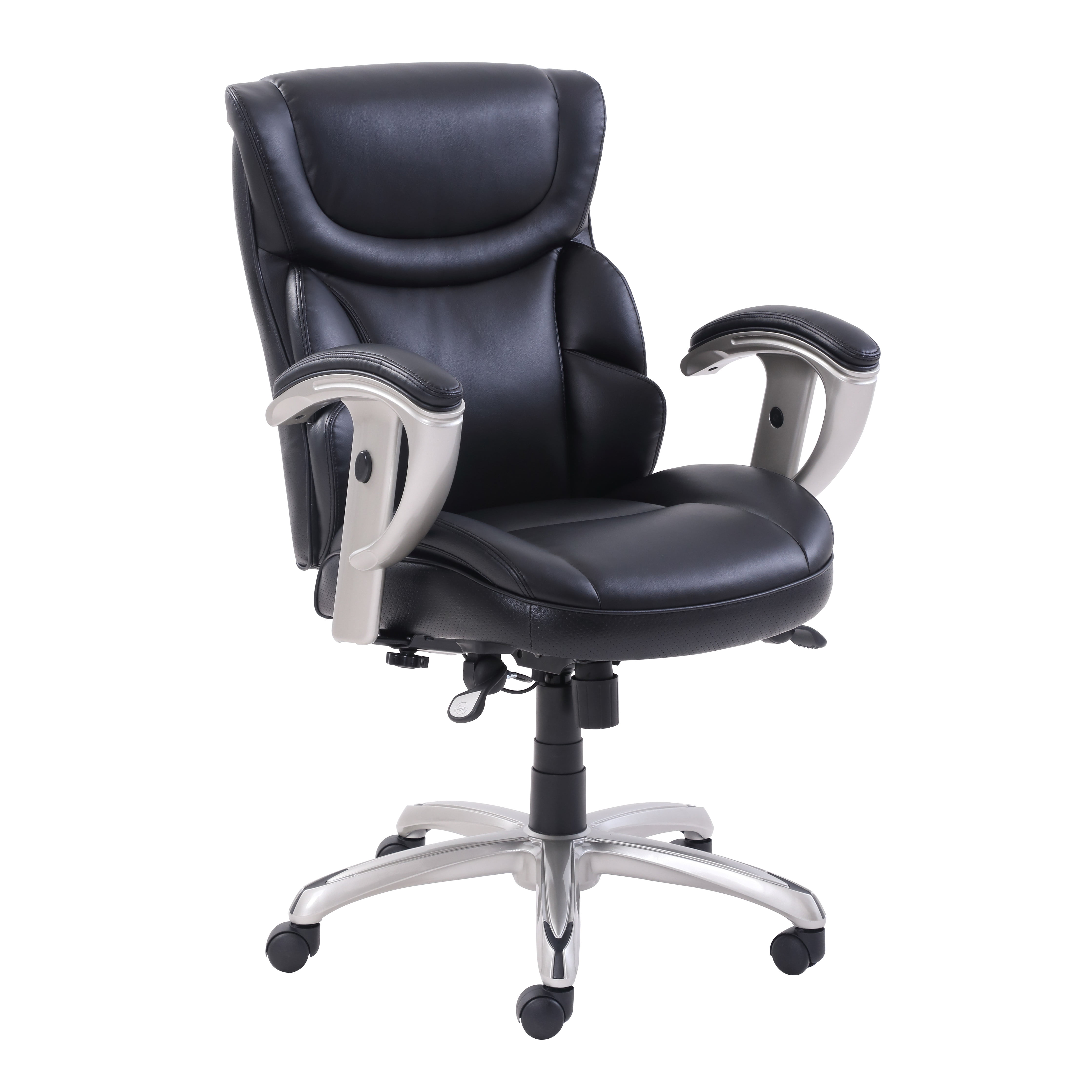 SertaPedic Emerson Executive Task Chair, Supports Up to 300 lbs., Black Seat-black Back, Silver Base