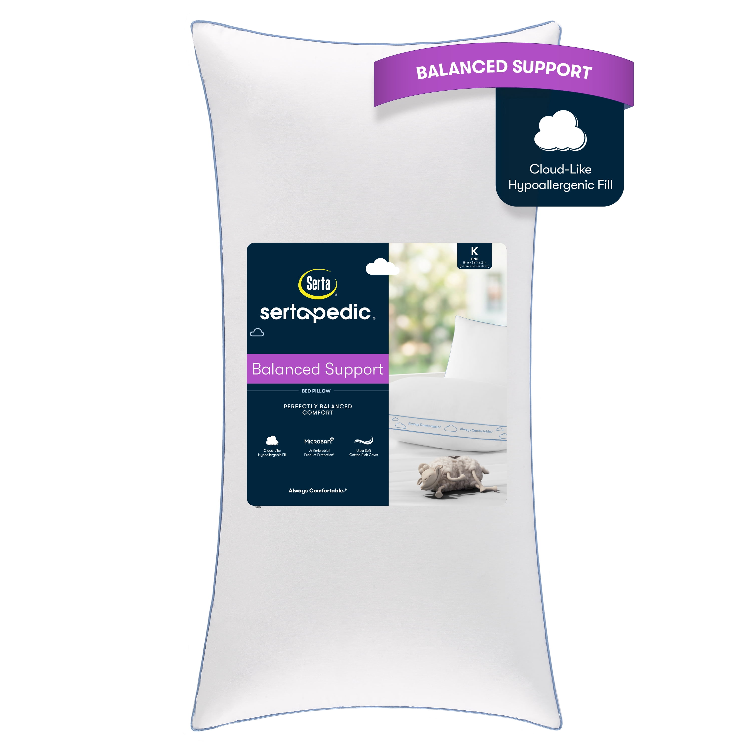Sertapedic Balanced Support Bed Pillow, King