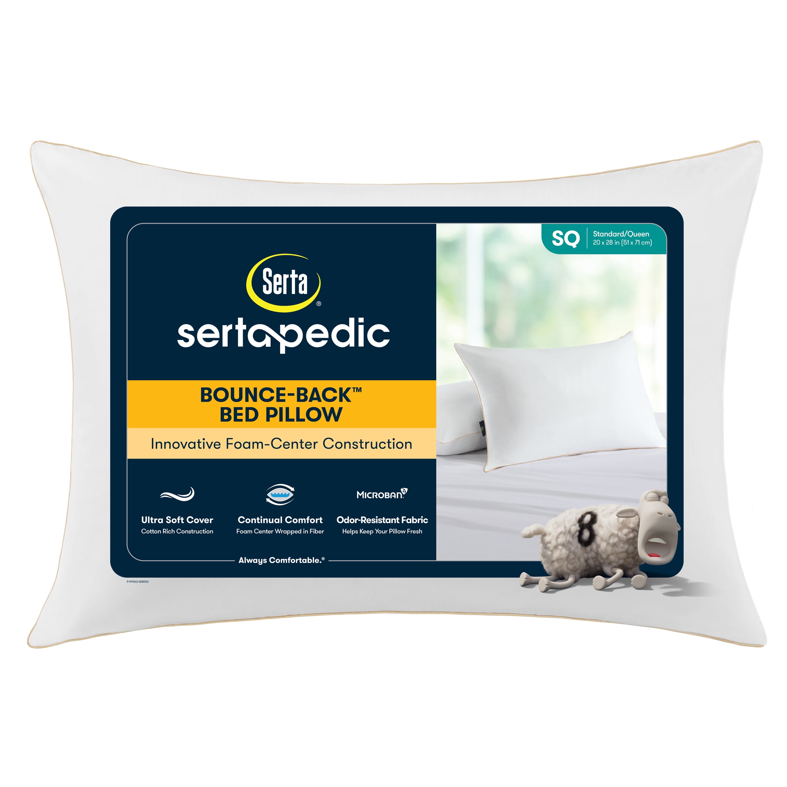Sertapedic Almohada de Cama Bounce Back Estándar/queen, Relleno Hipoalergénico