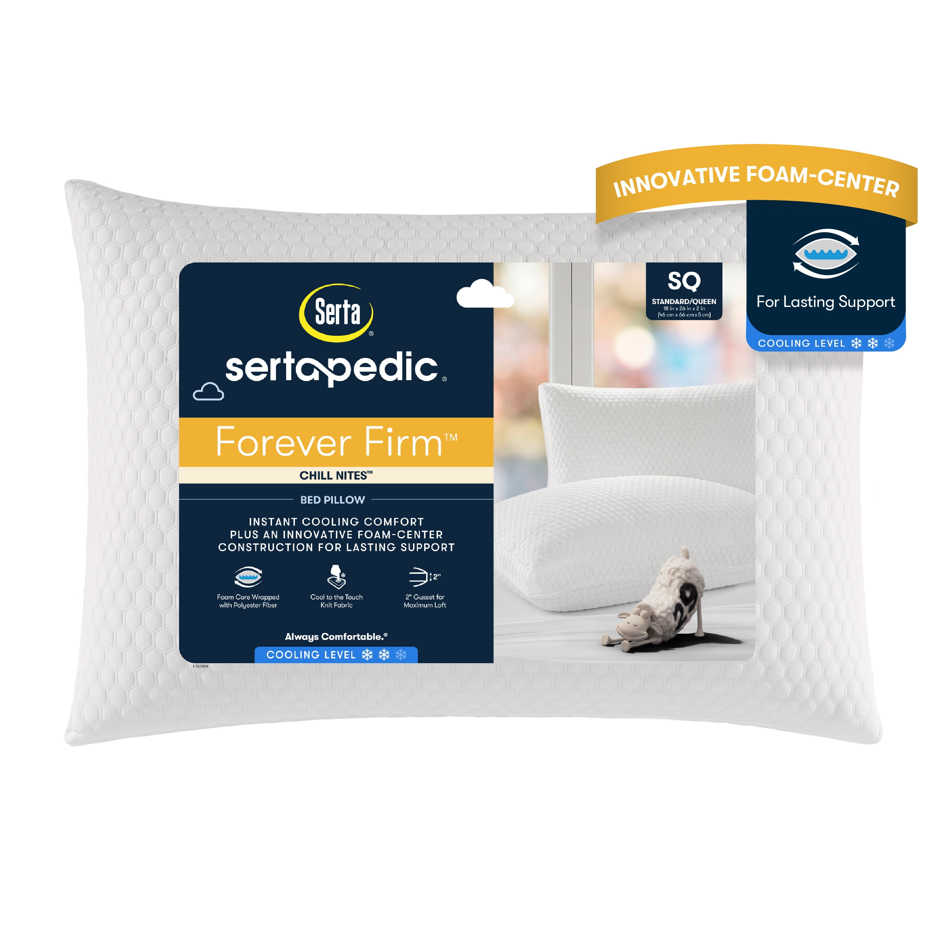Sertapedic Forever Firm Chill Nites Cooling Bed Pillow, Standard/Queen