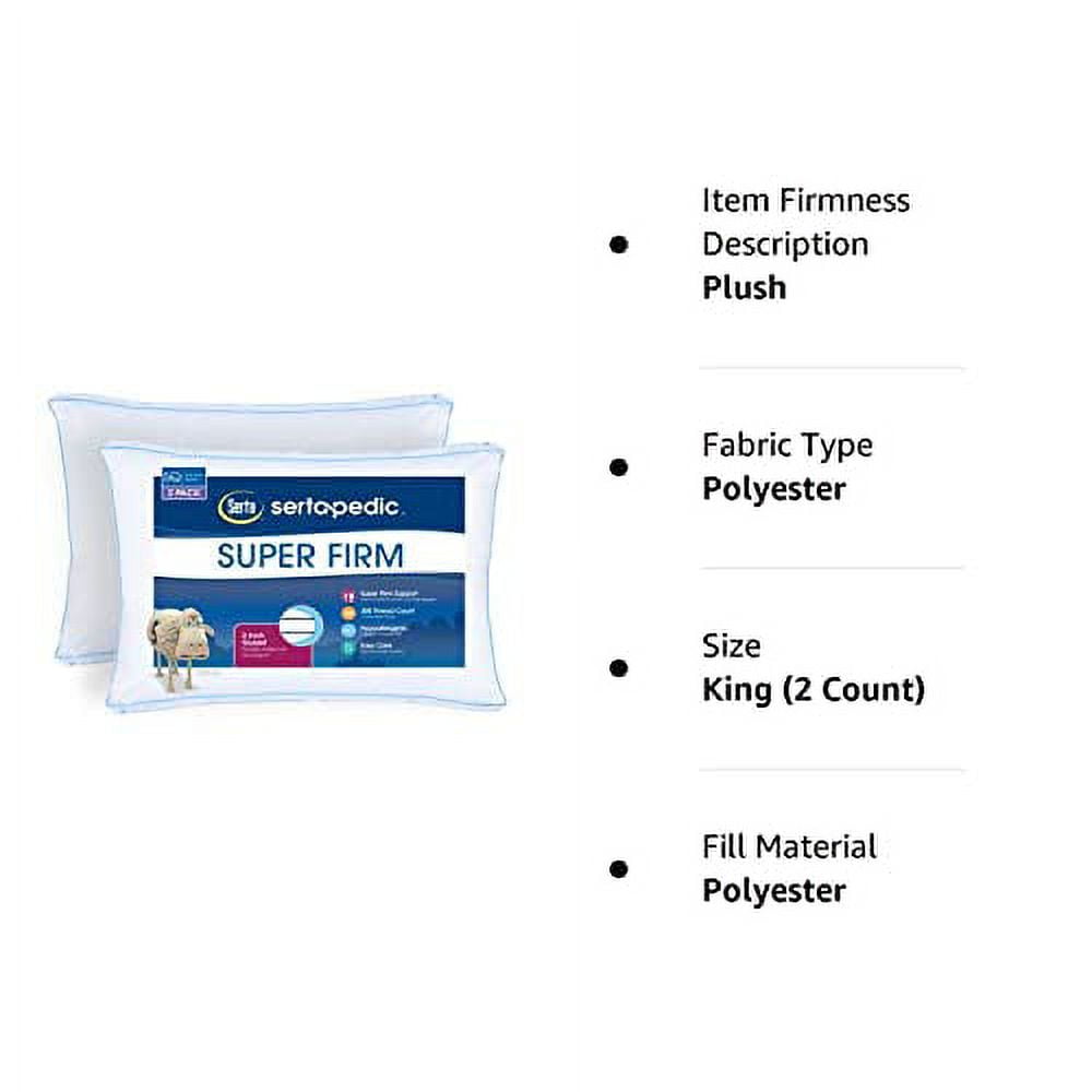 Sertapedic Comfortable Super Firm Bed Pillows, Set of 2 (King)