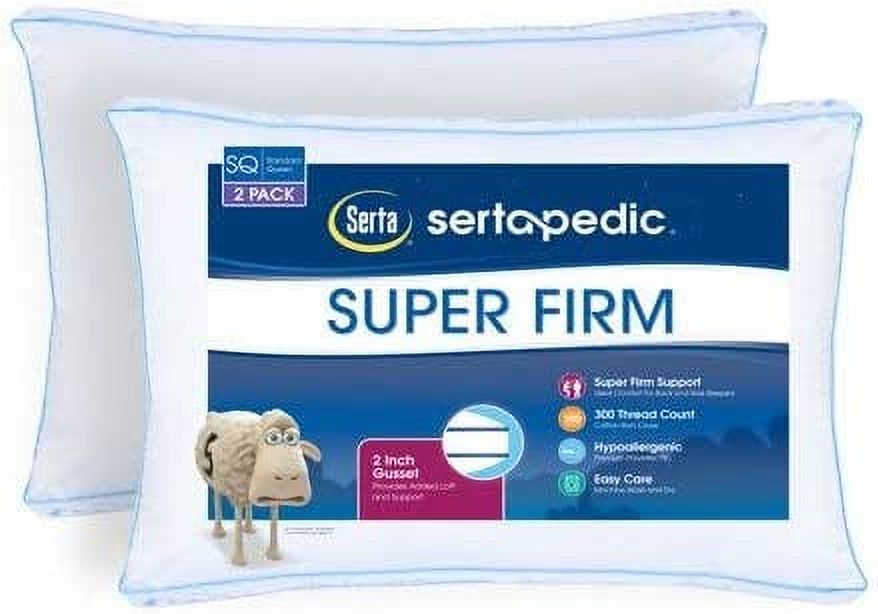 Sertapedic Comfortable Super Firm Bed Pillows Set of 2 King Walmart