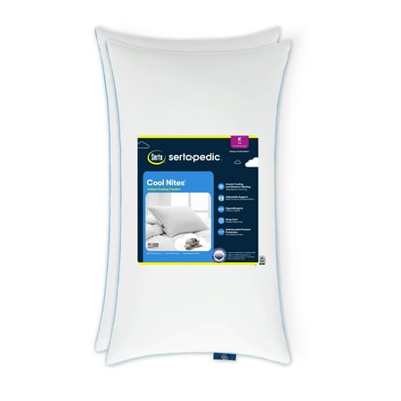 Sertapedic Cool Nites Bed Pillow, King, 2 Pack