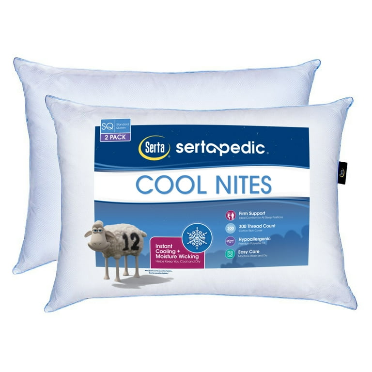 Sertapedic Cool Nites Standard Queen Size Bed Pillow 2 Pack for Endless Comfort Walmart