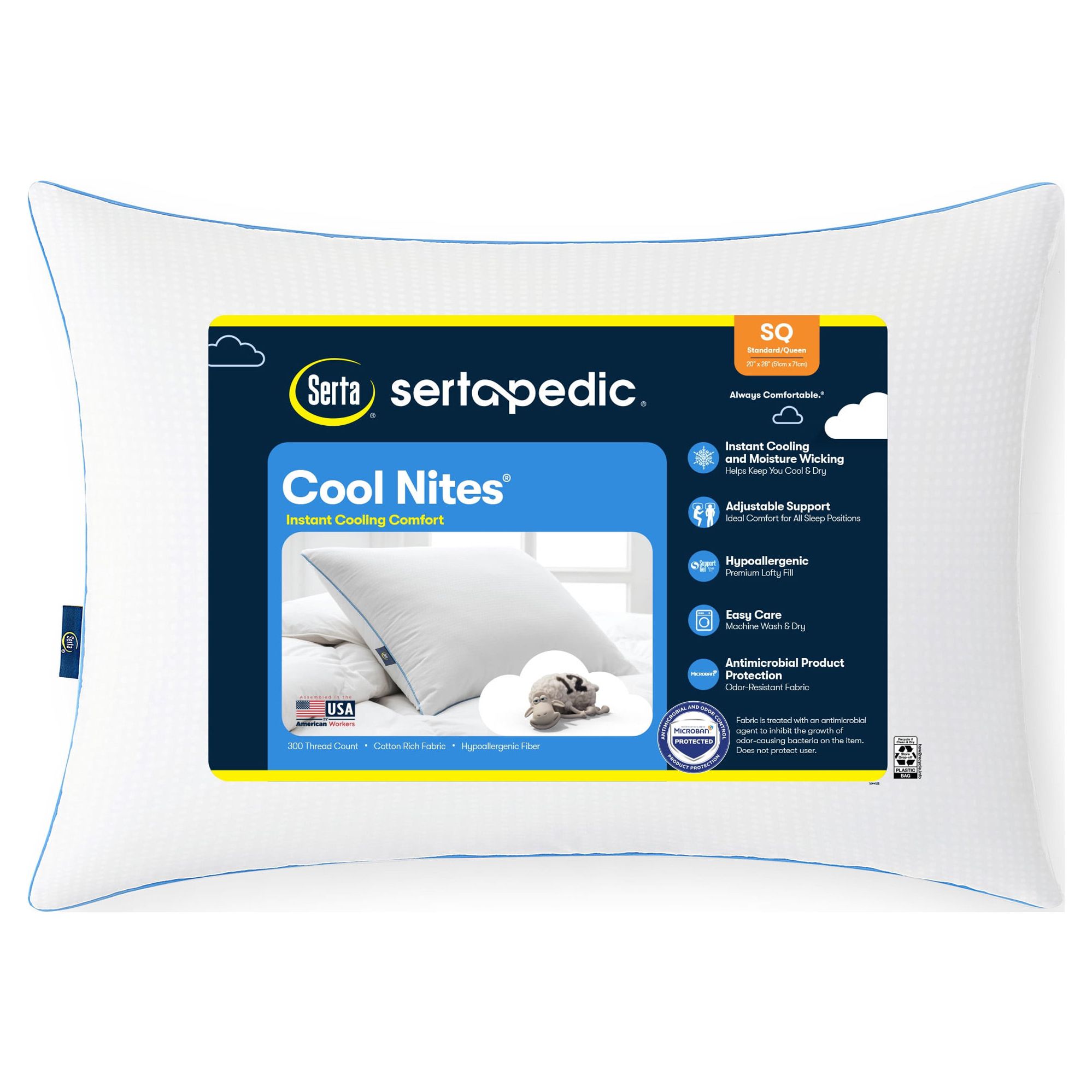 Sertapedic Cool Nites Bed Pillow, Standard/Queen - image 1 of 6