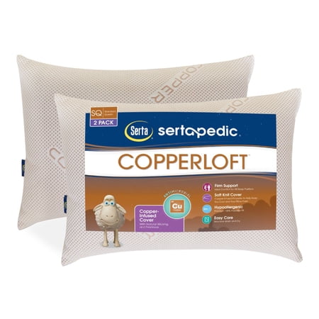 Sertapedic Copperloft Pillow with Copper Infused Cover, Set of 2, Standard/Queen