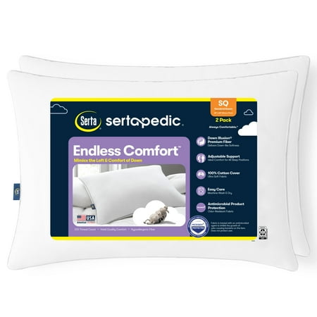 Sertapedic Endless Comfort Bed Pillow, Standard/Queen, 2 Pack