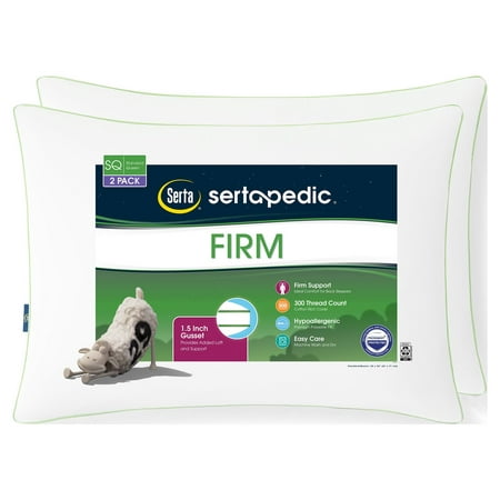 Sertapedic Firm Bed Pillow, Standard/Queen, 2 Pack (Old Version)
