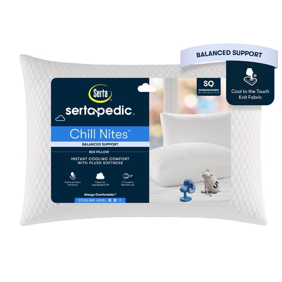 Sertapedic Chill Nites Cooling Balanced Support Pillow, Standard/Queen