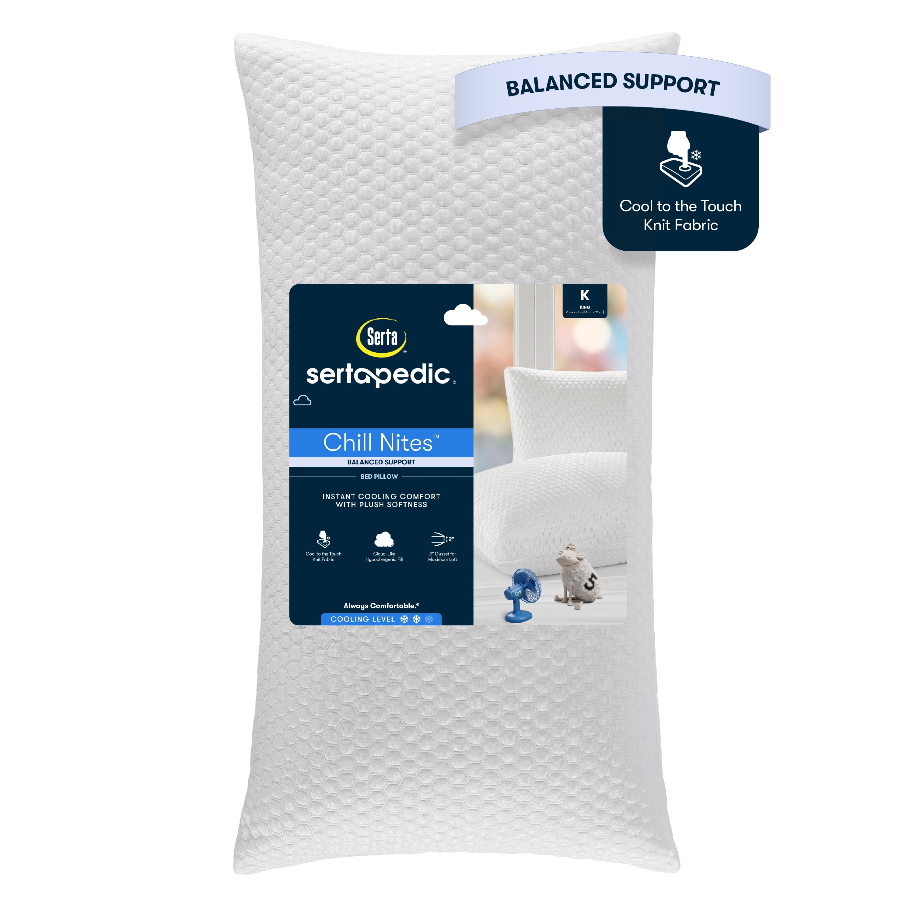 Sertapedic Chill Nites Cooling Balanced Support Pillow, King
