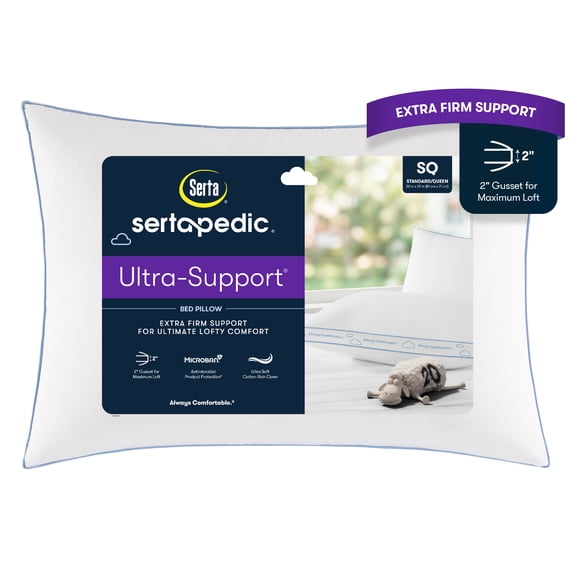 Sertapedic Ultra-Support Extra Firm Bed Pillow, Standard Queen