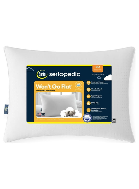 Sertapedic Won't Go Flat Bed Pillow, Standard/Queen