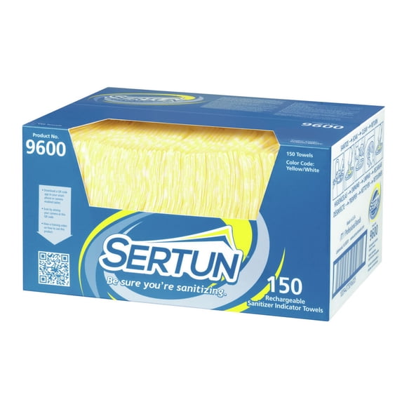 Sertun Cleaning Towels Yellow/Blue Non Woven Fabric with Color Check Technology - 13 1/2"L x 18"W 150 per Case
